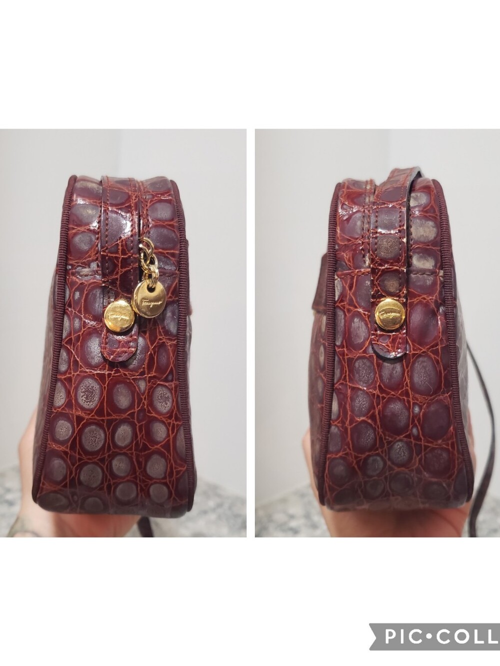 Salvatore Ferragamo Vara Croc Embossed Leather Crossbody Bag - Picture 10 of 11